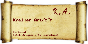 Kreiner Artúr névjegykártya